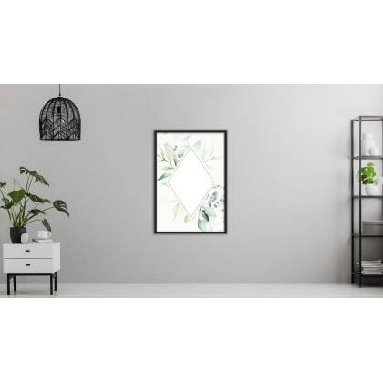 Plakat Kwiatowa Geometria Rama Aluminiowa Kolor Srebrny