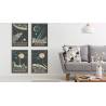 Plakat Wieloczęściowy Set Rakiety Kosmiczne Planety I Napisy W Stylu Vintage Rama Aluminiowa Kolor Czarny