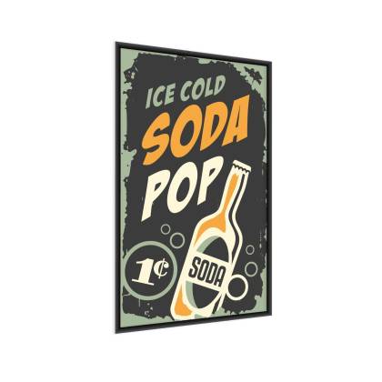 Plakat Napój Gazowany W Stylu Vintage Rama Aluminiowa Kolor Czarny