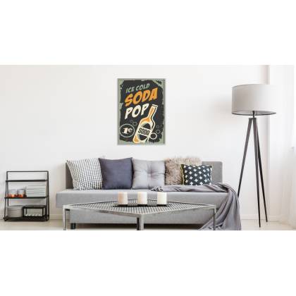 Plakat Napój Gazowany W Stylu Vintage Rama Aluminiowa Kolor Srebrny