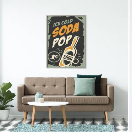 Plakat Napój Gazowany W Stylu Vintage Rama Aluminiowa Kolor Srebrny