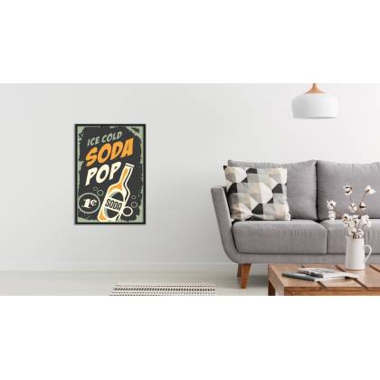 Plakat Napój Gazowany W Stylu Vintage Rama Aluminiowa Kolor Srebrny