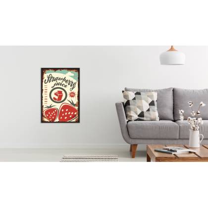 Plakat Sok Truskawkowy W Stylu Vintage Rama Aluminiowa Kolor Czarny