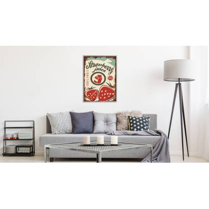 Plakat Sok Truskawkowy W Stylu Vintage Rama Aluminiowa Kolor Srebrny