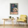 Plakat Znaczek Pocztowy Vintage Z Astronautą I Ziemią Rama Aluminiowa Kolor Czarny