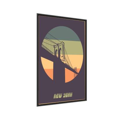 Plakat Most Brooklyn Bridge W Stylu Vintage Rama Aluminiowa Kolor Czarny