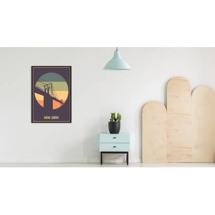 Plakat Most Brooklyn Bridge W Stylu Vintage Rama Aluminiowa Kolor Czarny
