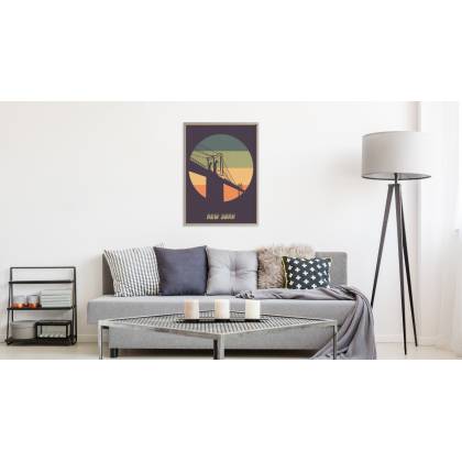Plakat Most Brooklyn Bridge W Stylu Vintage Rama Aluminiowa Kolor Srebrny