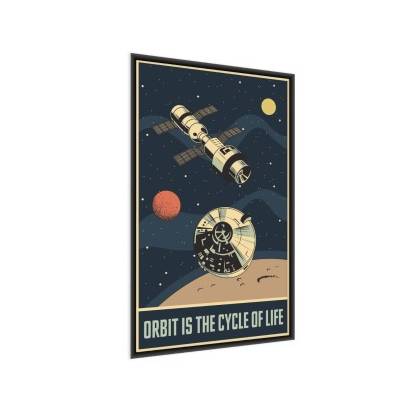 Plakat Sondy Kosmiczne W Stylu Vintage Rama Aluminiowa Kolor Czarny