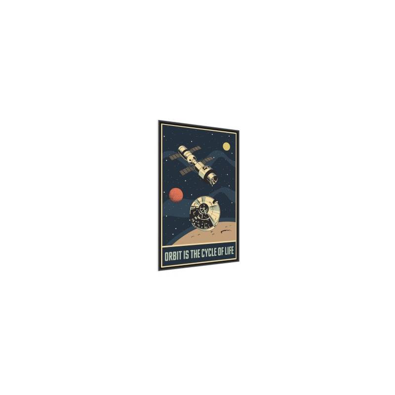 Plakat Sondy Kosmiczne W Stylu Vintage Rama Aluminiowa Kolor Czarny