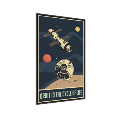 Plakat Sondy Kosmiczne W Stylu Vintage Rama Aluminiowa Kolor Srebrny
