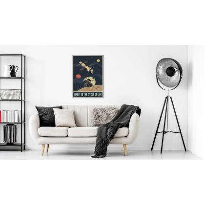 Plakat Sondy Kosmiczne W Stylu Vintage Rama Aluminiowa Kolor Srebrny