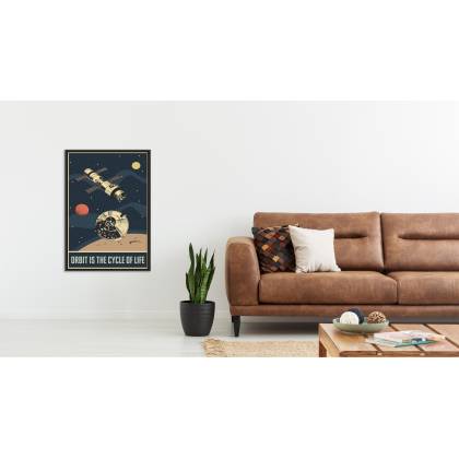 Plakat Sondy Kosmiczne W Stylu Vintage Rama Aluminiowa Kolor Srebrny