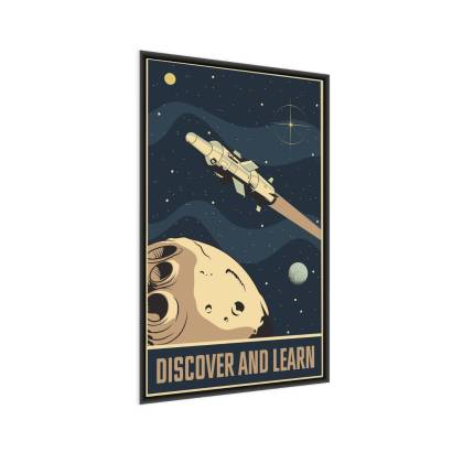 Plakat Asteroida Gwiazdy I Rakieta Kosmiczna W Stylu Vintage Rama Aluminiowa Kolor Srebrny