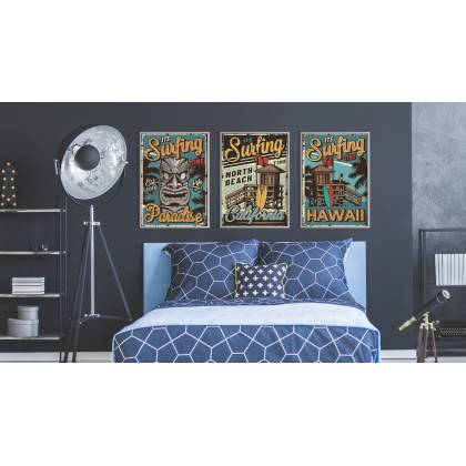 Plakat Wieloczęściowy Set Wakacyjne Widoki I Napisy W Stylu Vintage Rama Aluminiowa Kolor Czarny