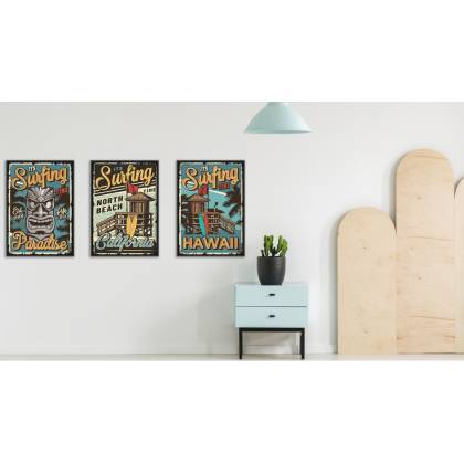 Plakat Wieloczęściowy Set Wakacyjne Widoki I Napisy W Stylu Vintage Rama Aluminiowa Kolor Srebrny