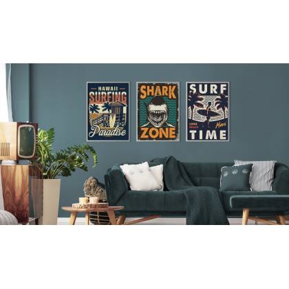 Plakat Wieloczęściowy Set Wakacyjne Widoki I Napisy W Stylu Retro Rama Aluminiowa Kolor Czarny