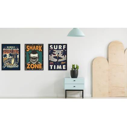 Plakat Wieloczęściowy Set Wakacyjne Widoki I Napisy W Stylu Retro Rama Aluminiowa Kolor Czarny