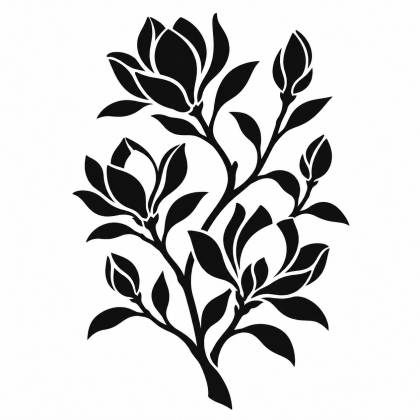 Szablon malarski BOT213 Magnolia na gałęzi – wzór
