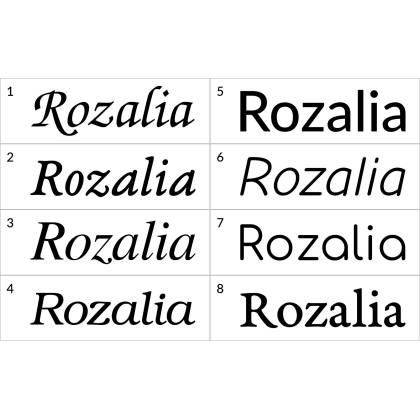 Naklejka dekoracyjna Imiona, imię: Rozalia, naklejki dla dzieci – 8 wzorów pisma
