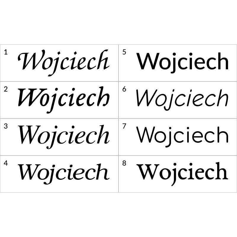 Naklejka dekoracyjna Imiona, imię: Wojciech, naklejki dla dzieci – 8 wzorów pisma