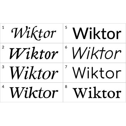 Naklejka dekoracyjna Imiona, imię: Wiktor, naklejki dla dzieci – 8 wzorów pisma