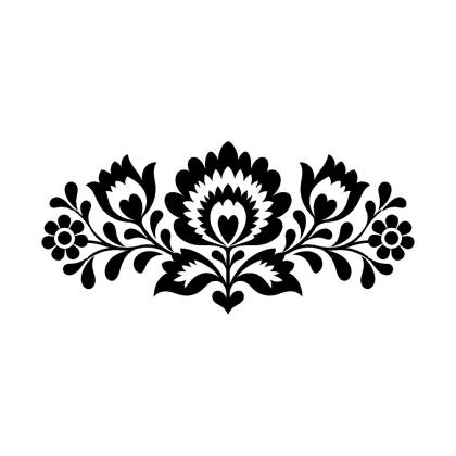 Naklejka dekoracyjna Wzór Łowicki – ornament kwiatowy poziomy