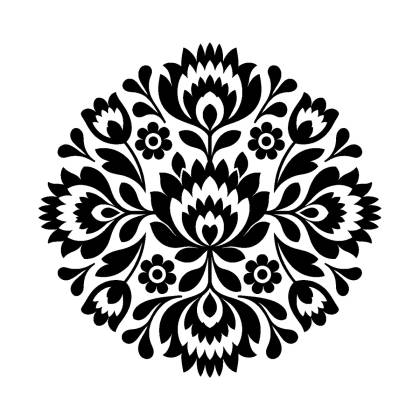 Naklejka dekoracyjna Wzór Łowicki – mandala kwiatowa