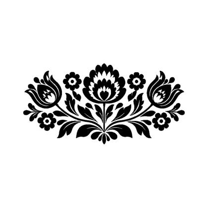 Naklejka dekoracyjna Wzór Łowicki – ornament kwiatowy poziomy