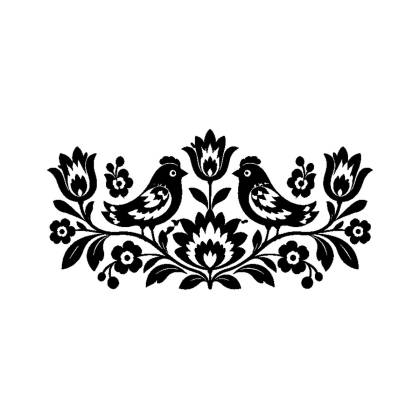 Naklejka dekoracyjna Wzór Łowicki – ornament z ptakami