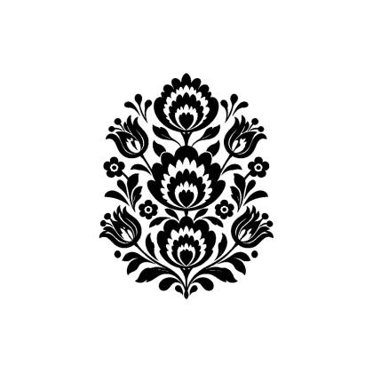Naklejka dekoracyjna Wzór Łowicki – potrójny ornament kwiatowy