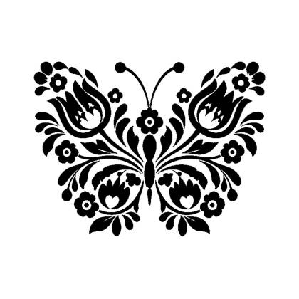 Naklejka dekoracyjna Wzór Łowicki – motyl kwiatowy