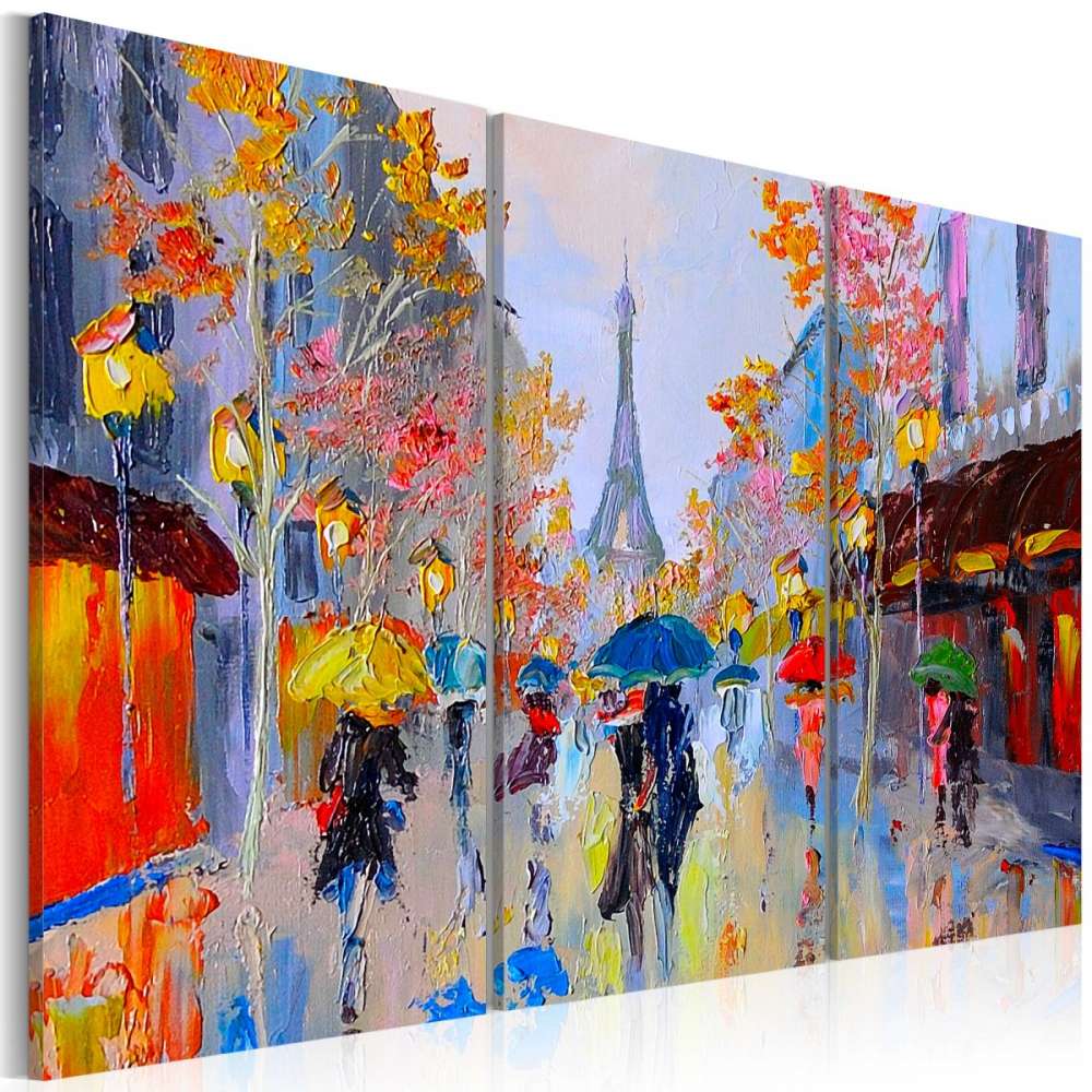 Obraz malowany  Deszczowy Paryż