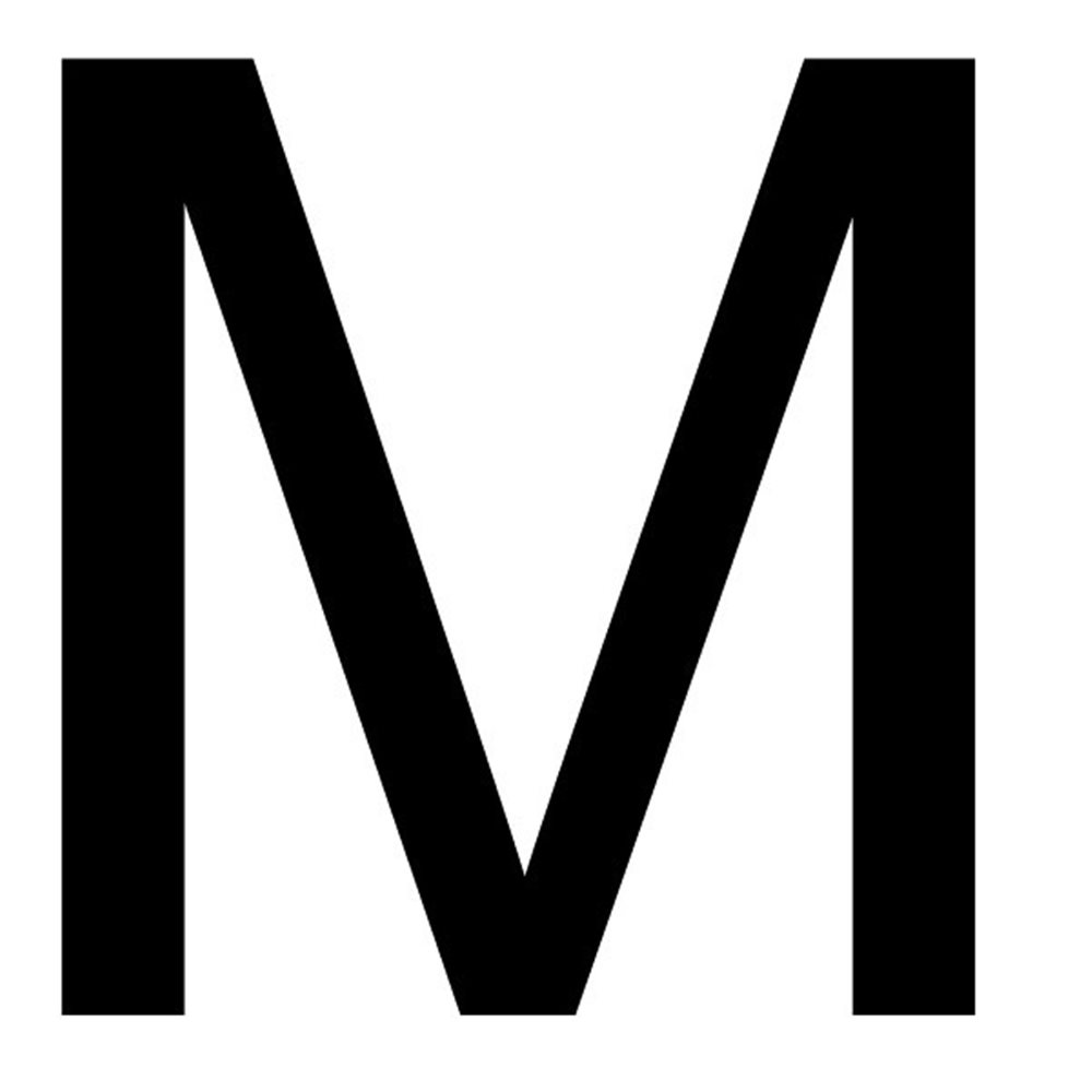 Szablon malarski litera M , czcionka Arial