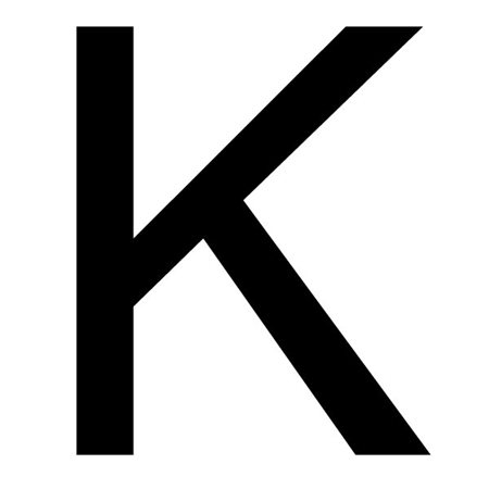 Szablon malarski litera K , czcionka Arial