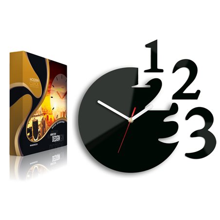 Zegar ścienny 1-2-3 Black