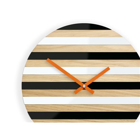 Zegar scienny Pasy Wood Black&white