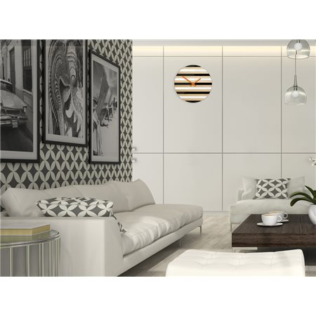 Zegar scienny Pasy Wood Black&white