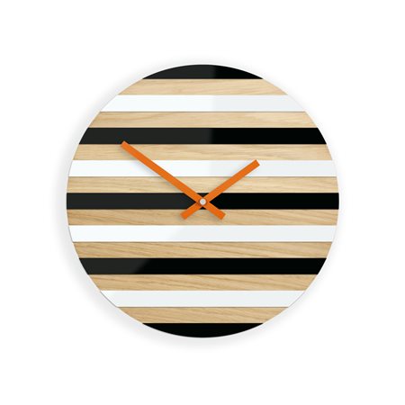 Zegar scienny Pasy Wood Black&white