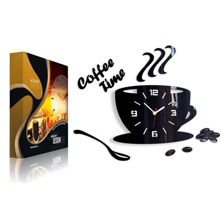 Zegar ścienny Coffe Time 3D Black
