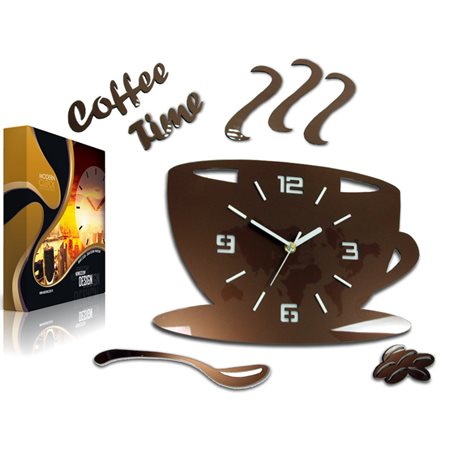 Zegar ścienny Coffe Time 3D Copper
