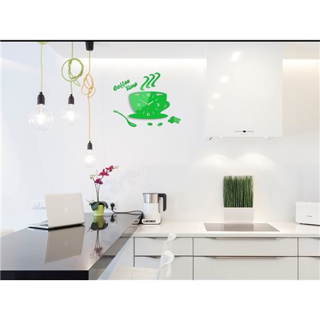 Zegar ścienny Coffe Time 3D Green