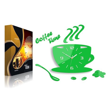 Zegar ścienny Coffe Time 3D Green