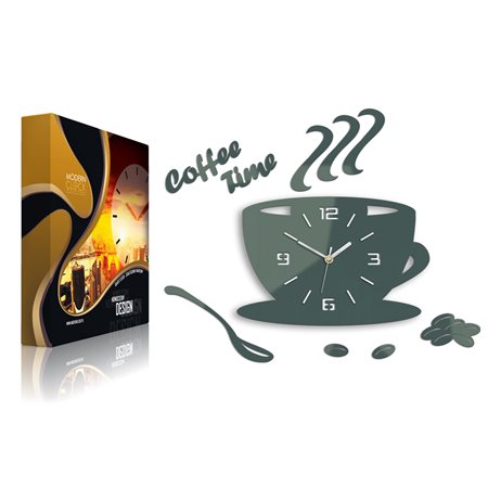 Zegar ścienny Coffe Time 3D Gray