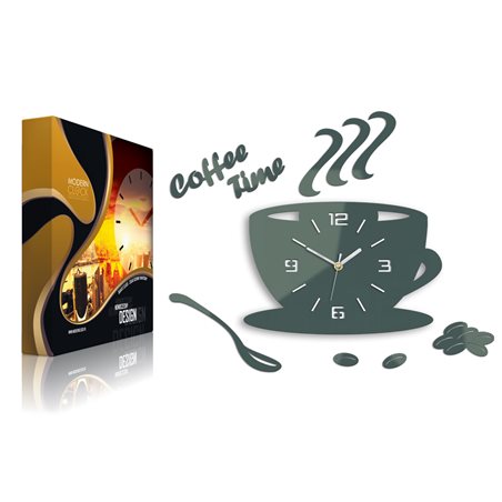 Zegar ścienny Coffe Time 3D Gray