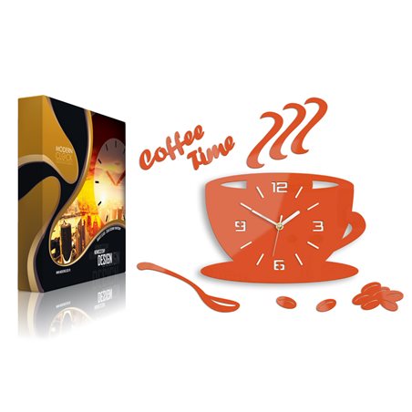 Zegar ścienny Coffe Time 3D Orange