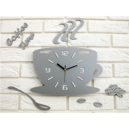 Zegar ścienny Coffe Time 3D Stone Grey