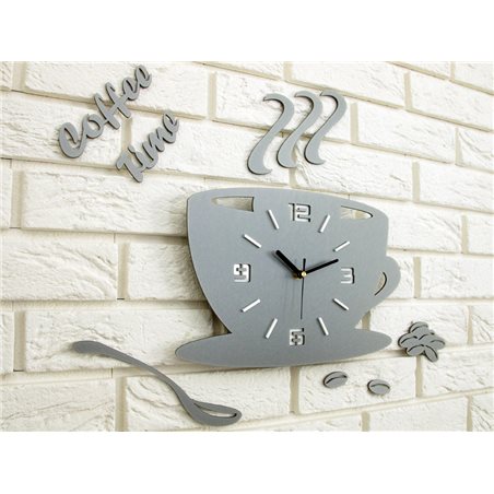 Zegar ścienny Coffe Time 3D Stone Grey