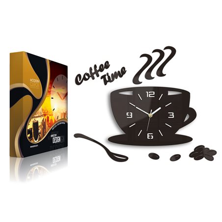 Zegar ścienny Coffe Time 3D Wenge