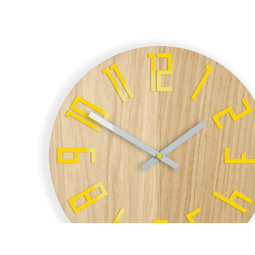 Zegar ścienny Drewniany Slim Yellow